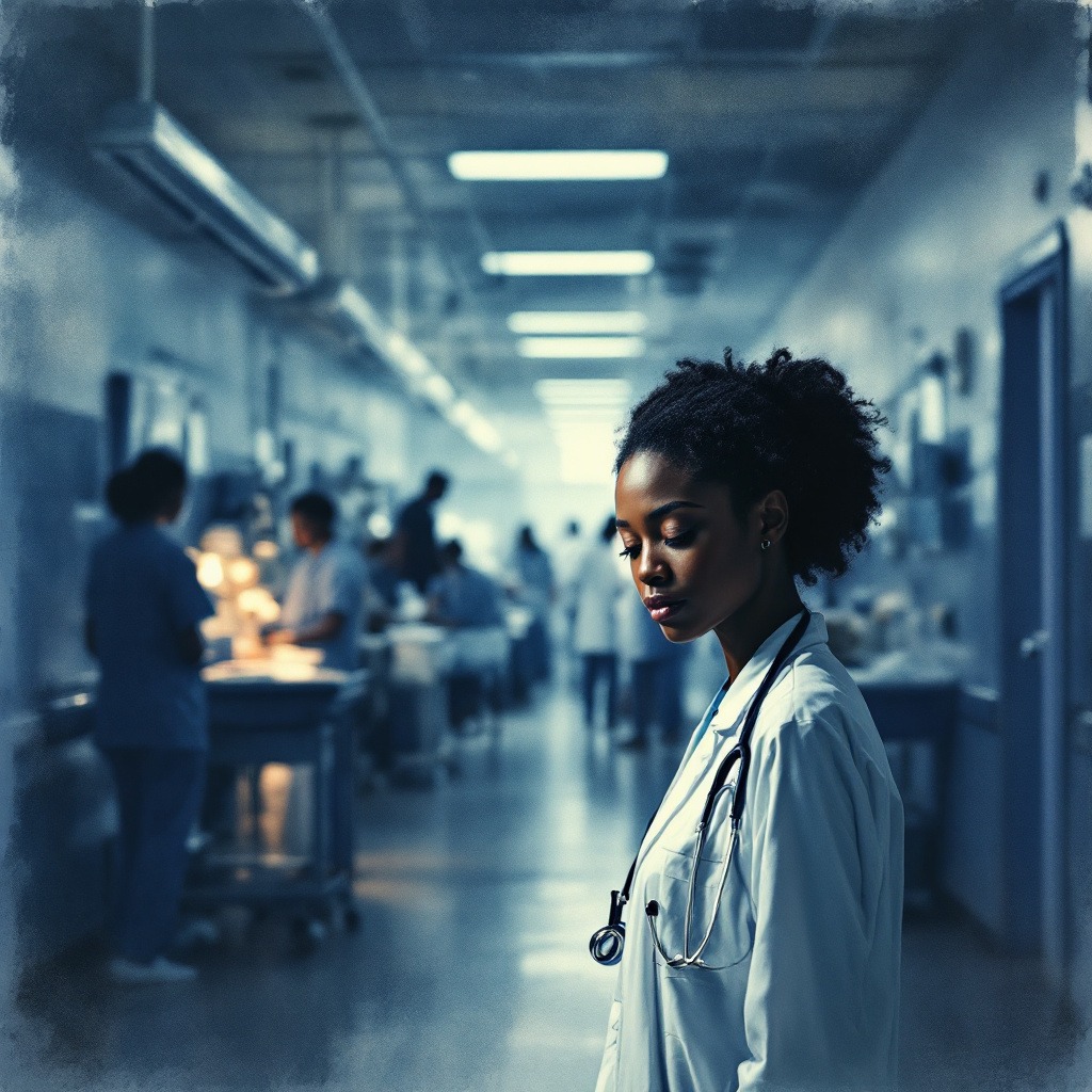 Healthcare professional in an NHS corridor — where truth must travel